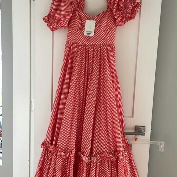Selkie Red Gingham Cotton Ritz Gown - Picture 2 of 3